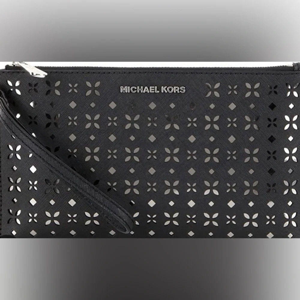 Michael Kors Women’s Floral Perforated Large Zip Clutch - Picture 13 of 13